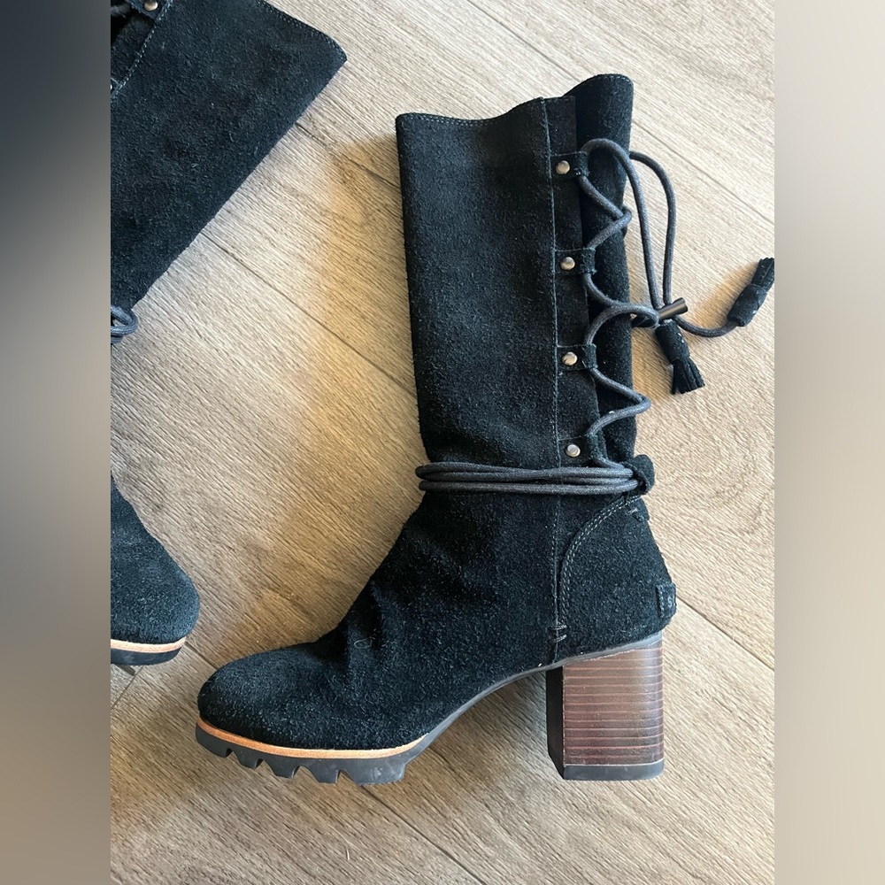 Sorel Farah Waterproof Suede Tall Black Boot size 7.5 womens shoes - Picture 7 of 14